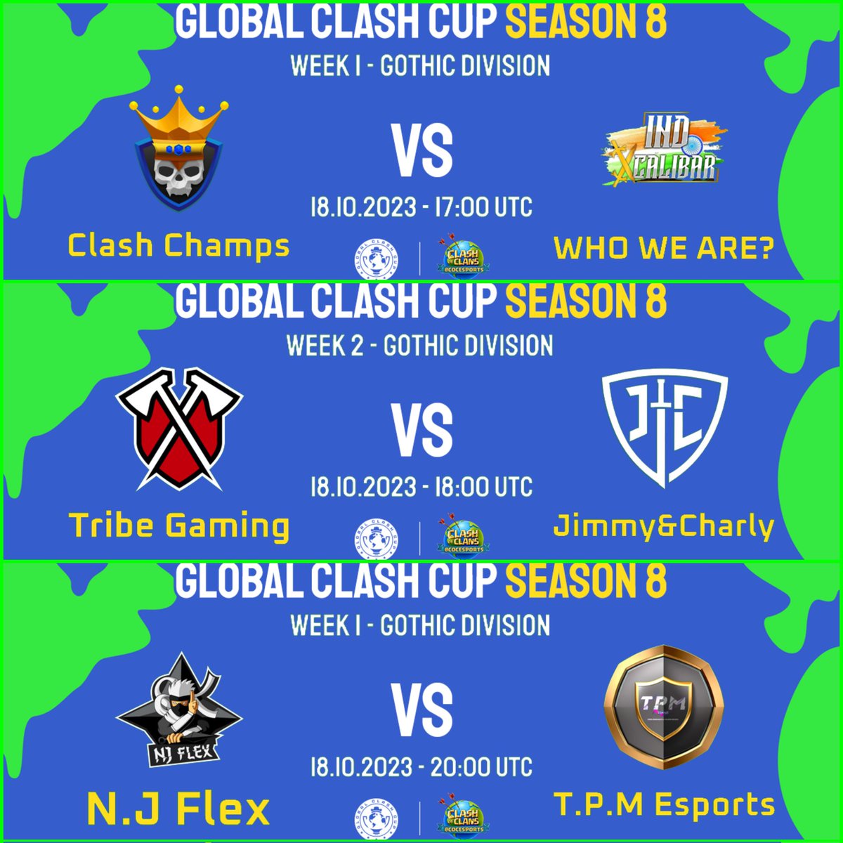 Style_coc's tweet photo. M I É R C O L E S ! 🥳

Hoy venimos con 4 guerrazas! Vuelve GCC! 😍

🏆 @GlobalClashCup W1/2

✅ Clash Champs 🆚 WWW?
✅ Tribe Gaming 🆚 J&amp;C
✅ TPM Esports 🆚 NJ Flex

🏆 @ClashersFamily 
✅ Repotted Gaming 🆚 J&amp;C

19:00🇪🇸 14:00🇦🇷 11:00🇲🇽

👉 https://t.co/1tsBS7OeVq https://t.co/XG8UwNGpQF