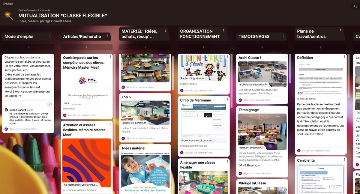 sophiaefrance's tweet image. Ce #padlet de @celine_canard regroupe pléthore de ressources pour se lancer dans la #classe #flexible : article de recherche, organisation, fonctionnement, plans de travail, témoignages etc...
buff.ly/3rEvXoq