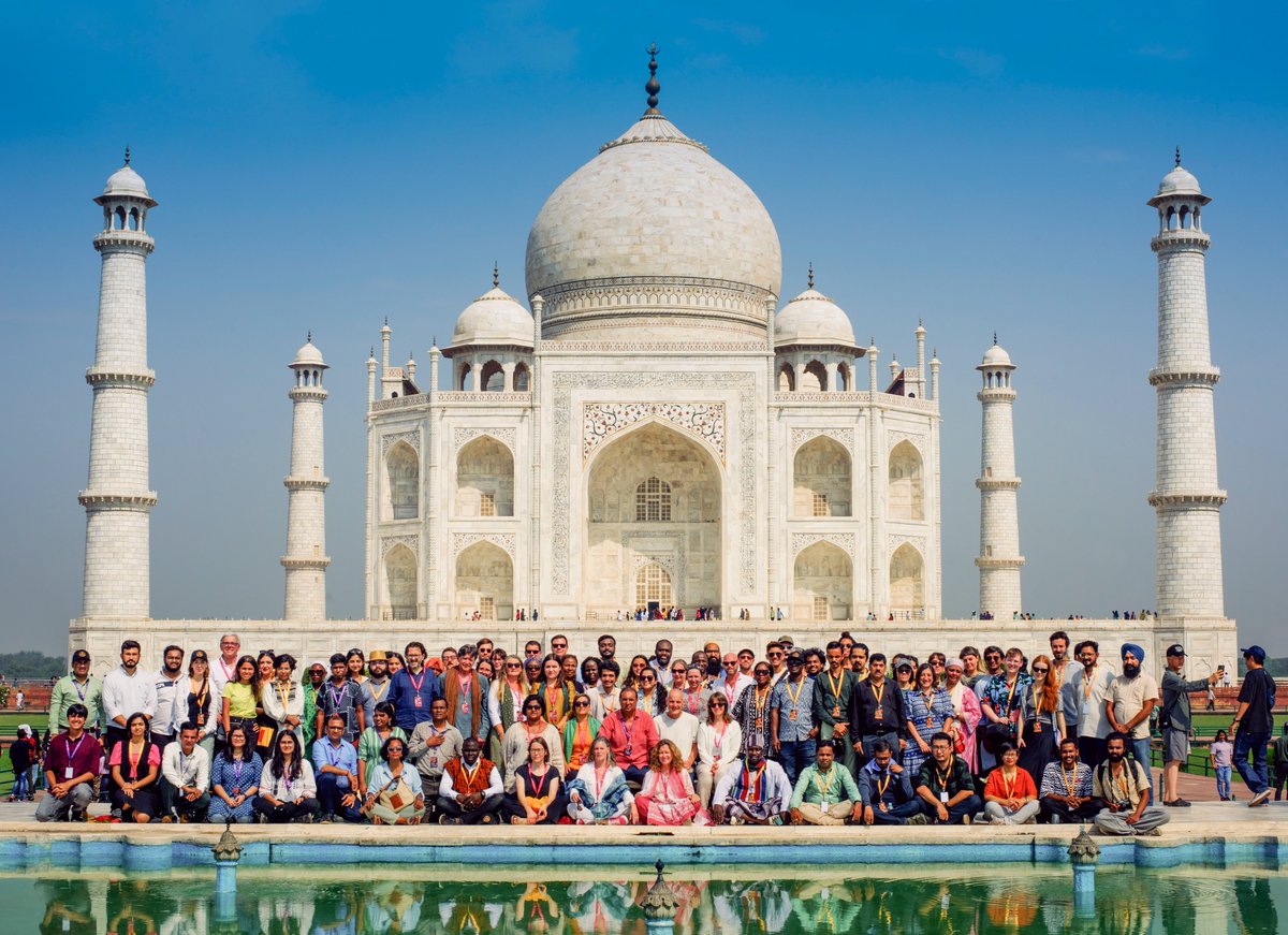 FHF_Official's tweet photo. At the majestic and awe-inspiring Taj Mahal, the international faculty of FIAF and FHF's BAVASS 2023 and participants from all over the world, along with the FHF team, crew and volunteers, came together to capture a memorable photograph for posterity. @fiaf1938 https://t.co/uR158osmIC