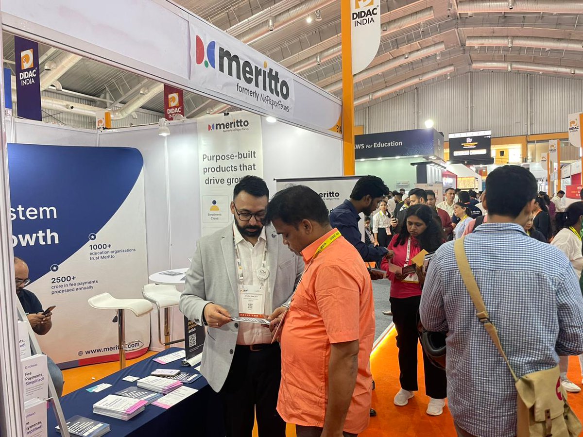 merittoofficial's tweet photo. DIDAC INDIA 2023 in Bengaluru is on its second day, and our #MeritMakers are in top form! Looking for someone to talk to about enrollment challenges? Head over to booth E14 –we're all ears 👋

#MeetMeritto #EducationConference #DidacIndia #EnrollmentGrowth https://t.co/CCQcN2EW6m