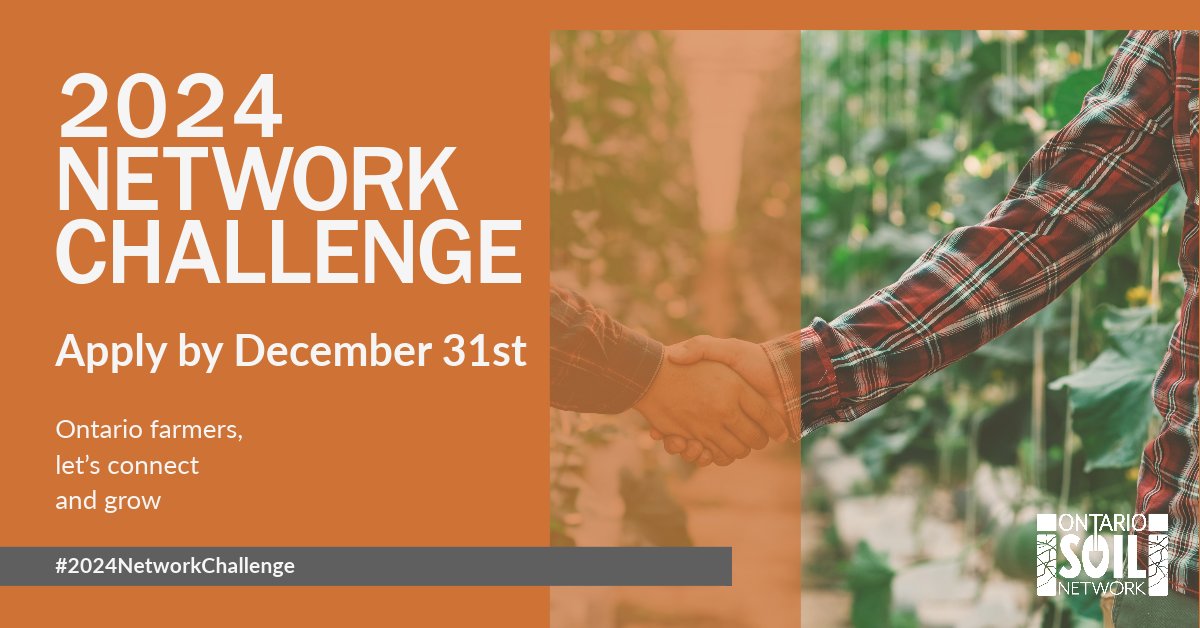 SoilNetwork's tweet photo. ๐ฑThe #2024NetworkChallenge is here! Boost your soil health and join our community of change-makers. #OntarioSoilNetwork
๐ APPLY NOW: https://t.co/6F6NXxNQfj
Deadline: Dec 31, 2023 https://t.co/0gNeP6LaDa