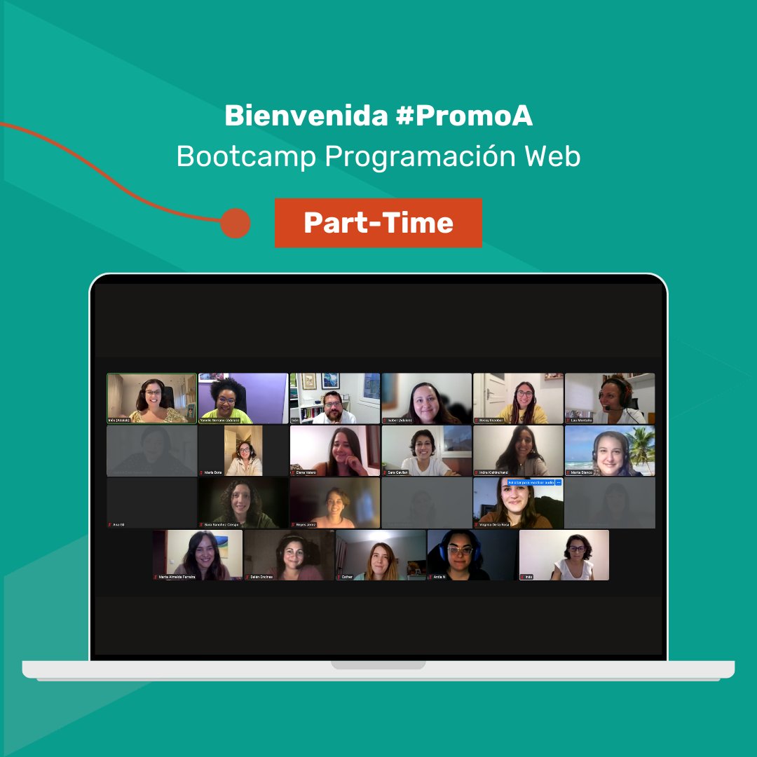 🙌 Esta semana le damos la bienvenida a la primera promoción modalidad PartTime del bootcamp de #ProgramaciónWeb de Adalab 🙌 Las clases de esta modalidad tienen lugar los martes y jueves de 18:30 a 21:30 y los sábados de 08:30 a 15:30 (CEST). ¿Consejos para las recién llegadas?