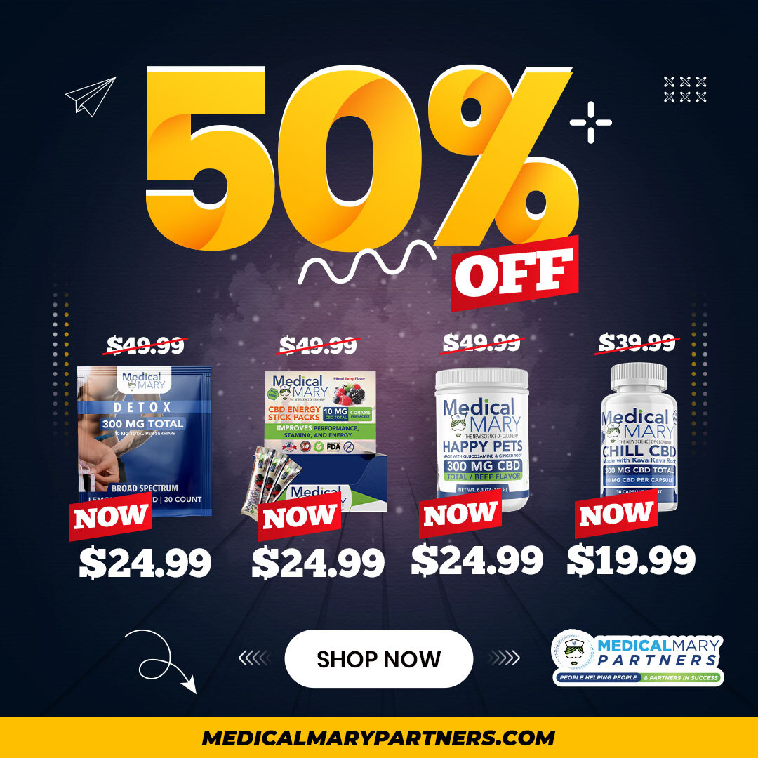 🎉 Are you looking for revitalizing products? Look no further! Medical Mary offers amazing discounts on our top-quality selection. 😍

Shop Now at MedicalMaryPartners.com/shop 👈

#medicalmary #medicalmarypartners #cbddiscount #cbddiscounts #cbdenergy #cbdforpets #cbdforpets🐾🐶🐱🐴