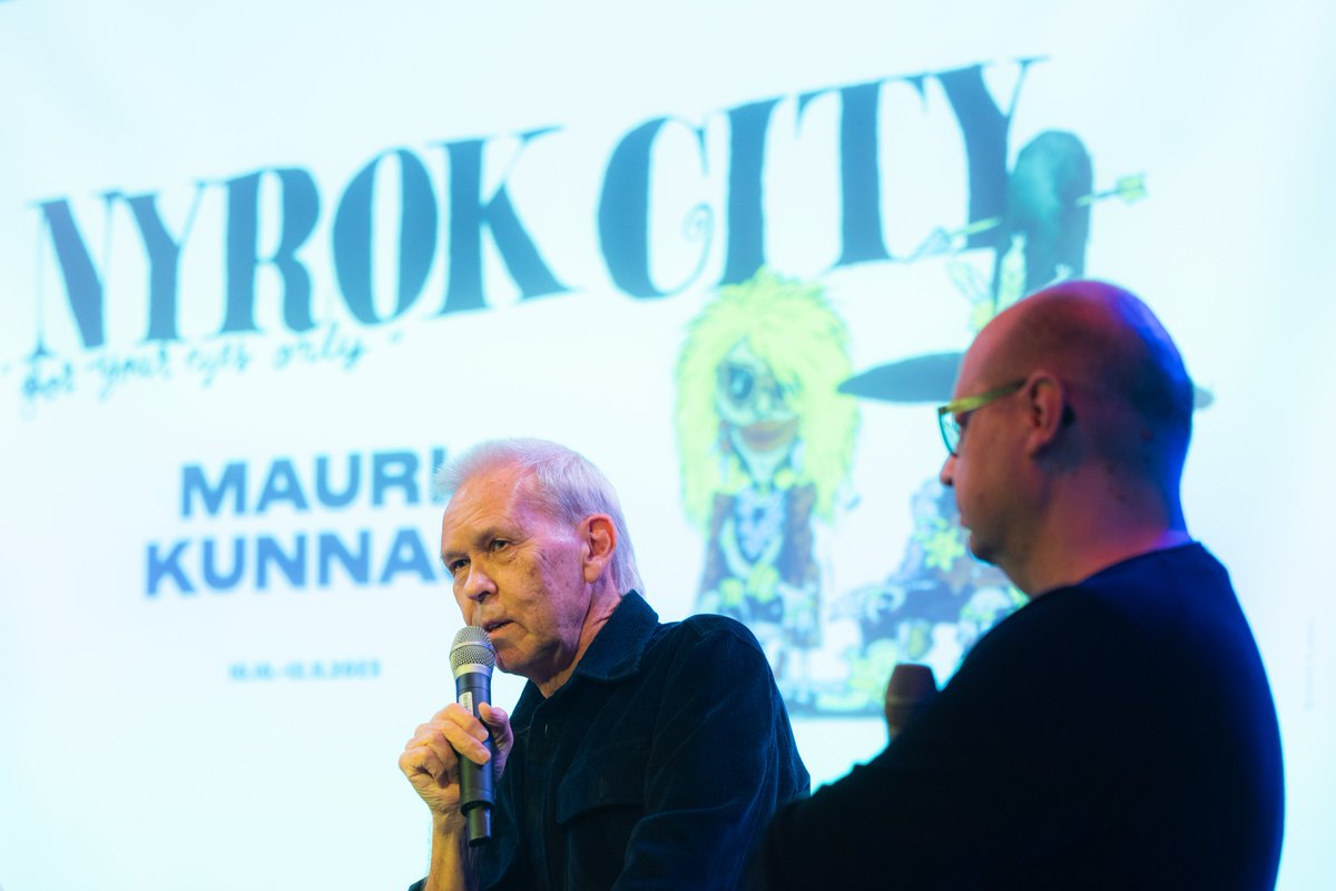 WeeGeeMuseums's tweet photo. Yle nosti Mauri Kunnaksen Nyrok City -näyttelyn eilen puoli yhdeksän uutisiin, pätkän voit katsoa tästä linkistä. Nyrok City -osio alkaa kohdasta 19:56. https://t.co/ZBYKCgjVZL https://t.co/MfHMTTnFh5