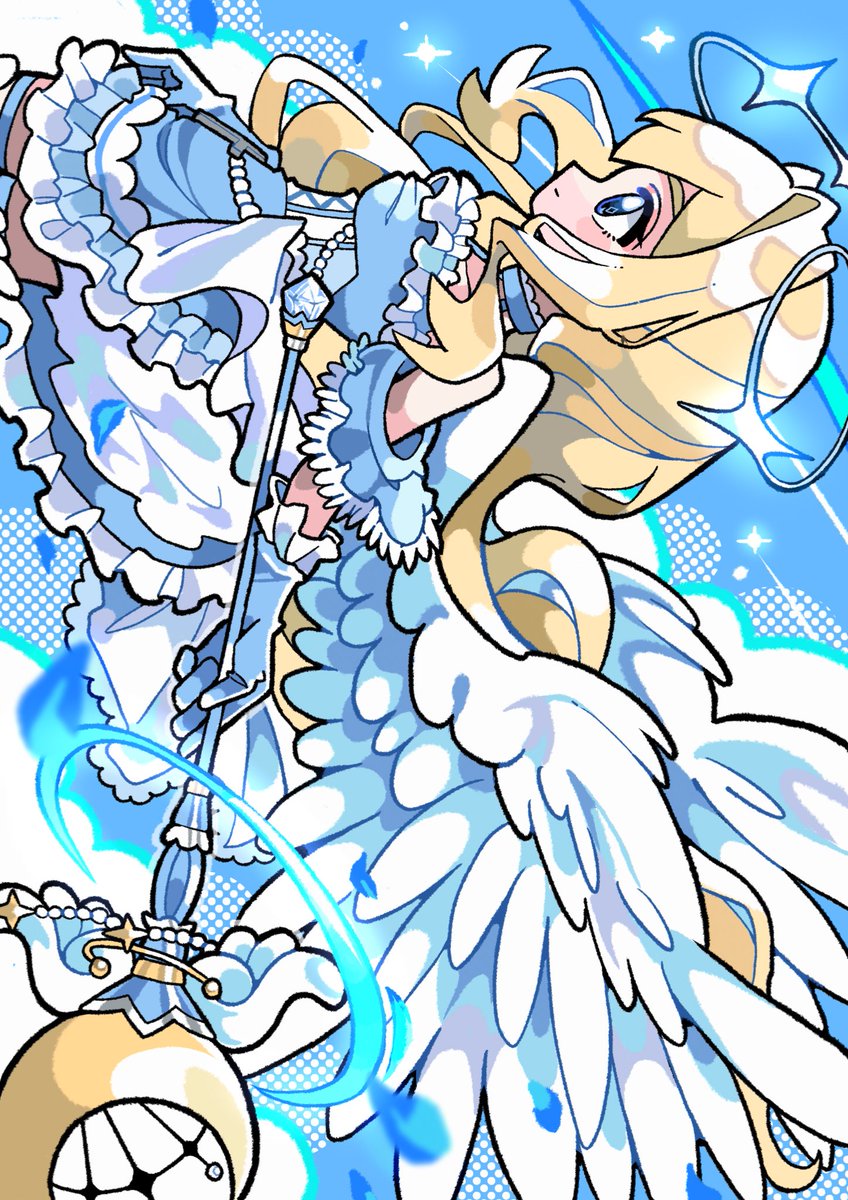 1girl blonde hair blue eyes halo wings long hair angel  illustration images
