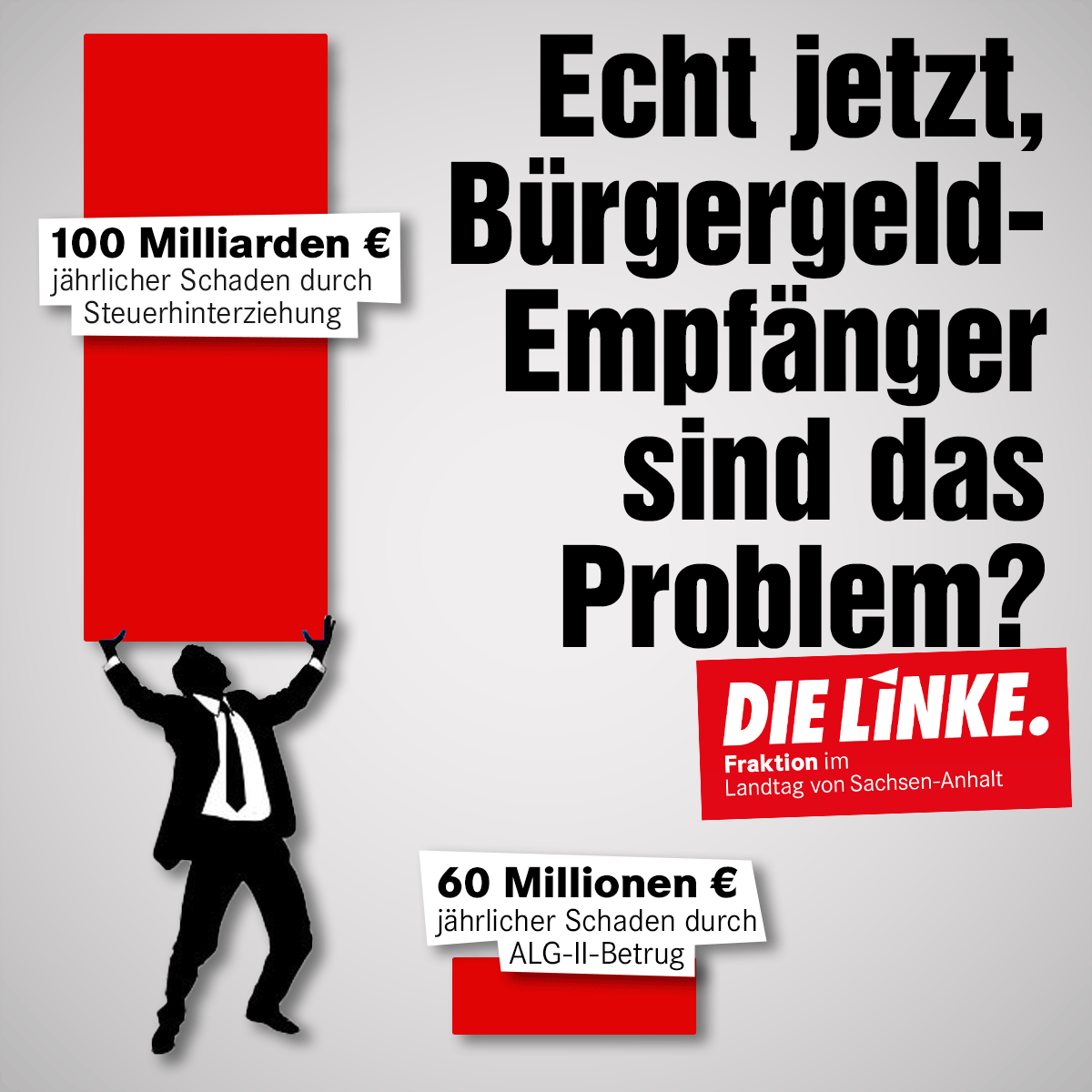 Mal ehrlich: Wer glaubt, man müsse das ohnehin schon knapp bemessene #Bürgergeld kürzen, weil es Hängematten-Mentalität &amp; Sozialbetrug fördere, hat  den Blick für die Verhältnismäßigkeit verloren. Es braucht faire Löhne &amp; Maßnahmen gegen #Steuerhinterziehung! #ltlsa #dielinke