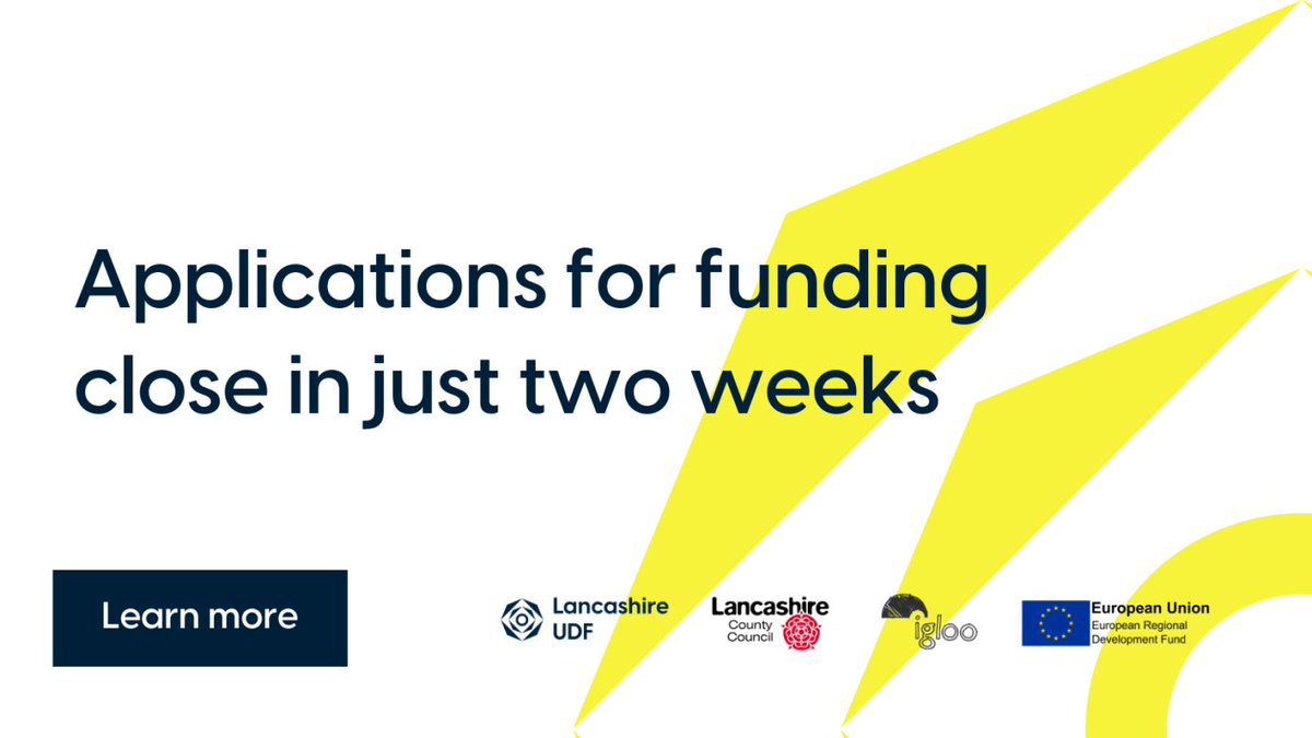 There are only two weeks left for to apply for the Lancashire Urban Development Fund.

After the deadline of 1st November 2023, the remaining £14m of funding for commercial and industrial development in Lancashire will be lost.

Don’t miss out. Apply now: lancashireudf.co.uk