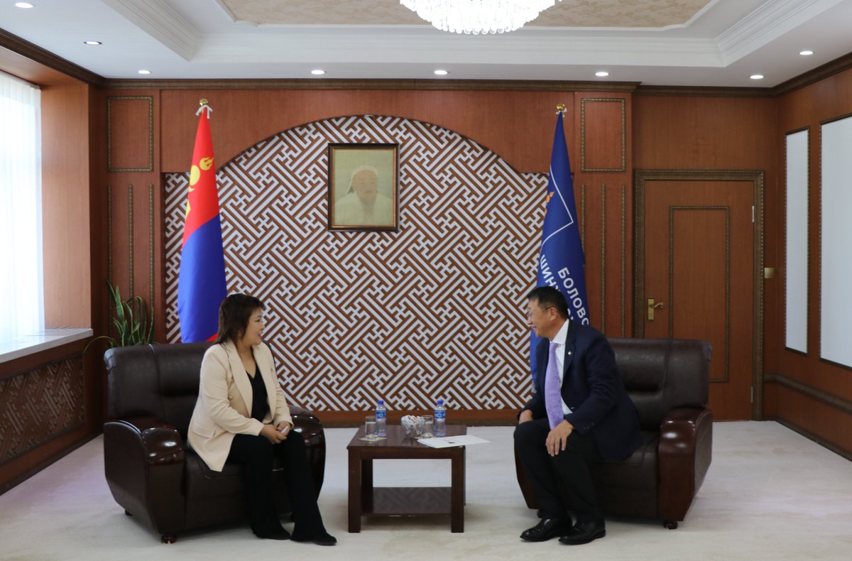 OSCE_Academy's tweet photo. On 16/10, #OSCEAiB Acting Director Dr. Indira Satarkulova met H.E. Enkh-Amgalan Luvsantseren, Minister of Education &amp; Science of 🇲🇳 w/in the official visit to Ulaanbaatar, to discuss education reform &amp; 🇰🇬🇲🇳collaboration that would allow the experience sharing &amp; students’ exchange https://t.co/wFKmj9sxLQ