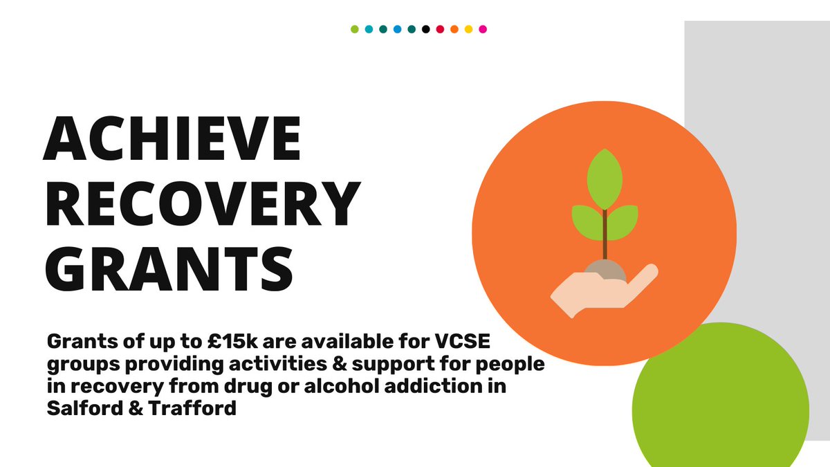 🆕New 10GM Grants💰 Grants of up to £15k are available for VCSE groups providing activities & support for people in recovery from drug or alcohol addiction in Salford & Trafford Find out more: lght.ly/ooomek Achieve is managed by @SalfordCVS on behalf of 10GM