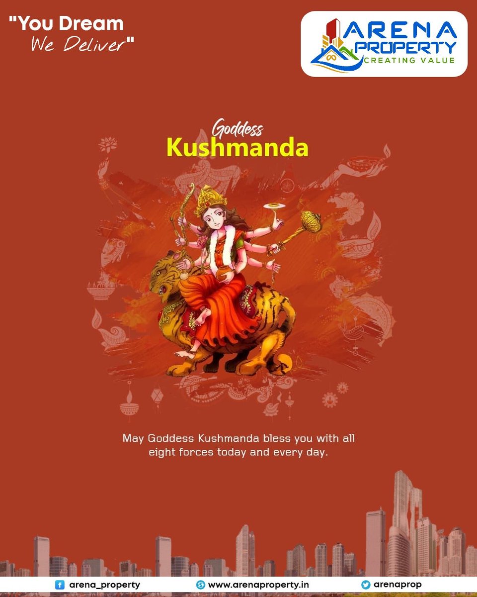 May #Goddess Kushmanda #bless you with all eight forces today and every day.
.
.
.
.
.
#property #ultima #arenaproperty #propertyforsale #india #trendingreels #youdreamwedeliver #realestate #navratri #navratrispecial #happynavratri #maakushmanda #maa #kushmanda