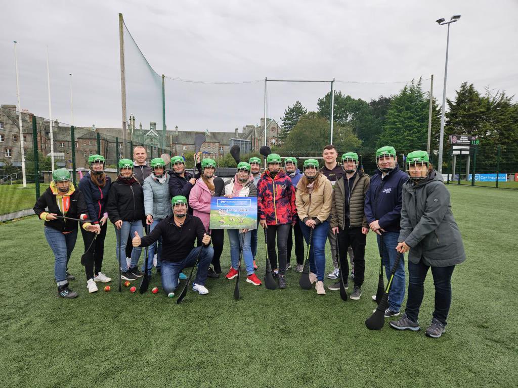 PeteMcx's tweet photo. Super time this morning with the team out in @expgaelicgames. It was great to showcase our national sports to the visiting #DRV group in from Germany. #DRVIrland23 #FailteIreland https://t.co/ELG4lkbxZN