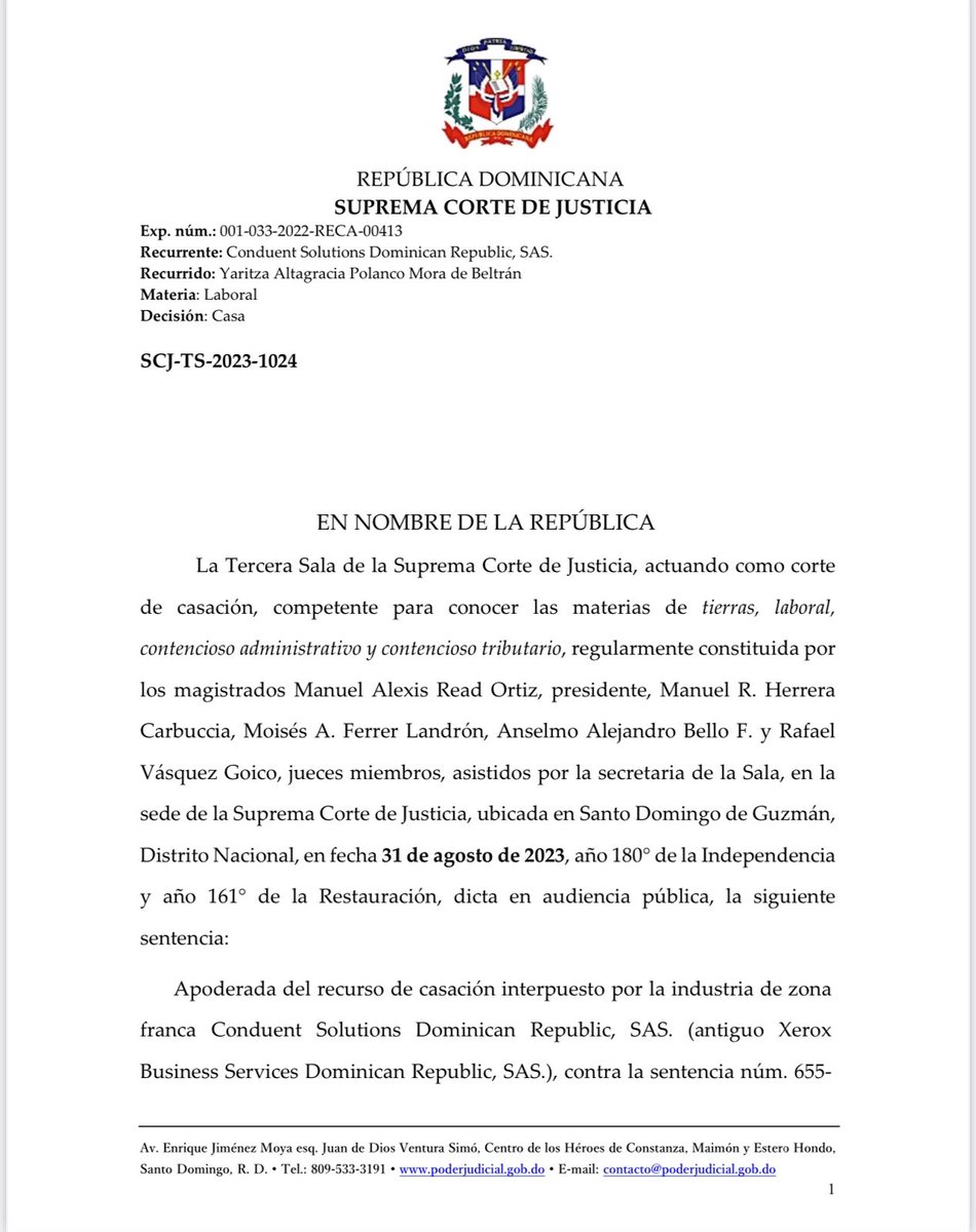 FJimenezRD's tweet photo. Despido por falta cometida por mandato de un superior jerárquico. Según consta en las políticas de la empresa, el uso de dispositivos móviles está prohibido en el área de producción, por lo tanto, independientemente de que el gerente de operaciones fue quien le entregó el celular y la trabajadora se encontrara en una posición subordinada, esto no elimina la gravedad de los actos realizados y la comisión de una falta. Factum: corte que declara injustificado el despido sobre la premisa de que la trabajadora tomó la fotografía con el dispositivo móvil, debido a que el gerente de operaciones se lo solicitó y, por tanto, la falta cometida no ameritaba la terminación producida.