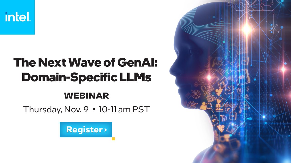 TiffanyWinman's tweet photo. Nov. 9 at 10 am PST: Join #GenAI webinar to learn key principles about domain-specific LLMs with industry leaders. Register: https://t.co/zBICnGh3HM https://t.co/4dOWMGgtrJ
