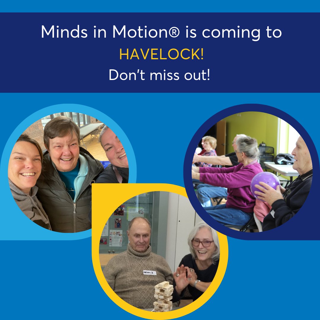 Minds in Motion® will be in Havelock from Thu Nov 9 thru Thu Nov 30. Don’t miss out on the free trial run of this fantastic program—a combination of 1 hr of exercise &amp; 1 hr of socialization.  Registration is req’d. Email maddy@alzheimerjourney.ca.  

#mindsinmotion #havelock