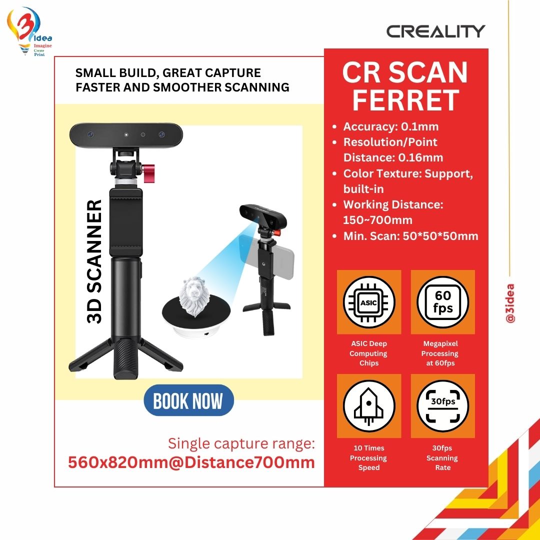3ideatechnology's tweet image. Capture the world in stunning 3D with the Creality CR-Scan Ferret 3D Scanner!

📧 Email: marketing2@3idea.in/ promotion@3idea.in
📞 Call: +91.8767810589/ 7420943500

#3idea #3dprinting #3dprintingInnovations #3dprintertech #diycreations #photonmonox6ks #anycubicphoton #3dprinting