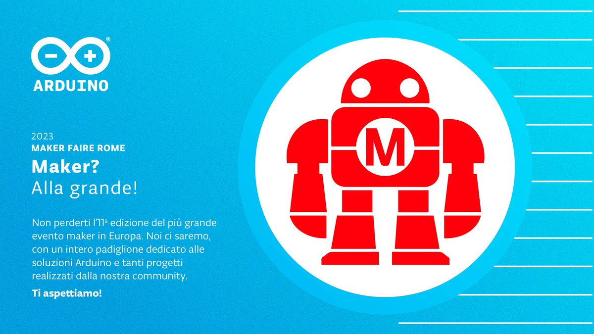 arduino's tweet image. Come make our day at #MFR2023! This year, we have an entire pavilion dedicated to the latest Arduino-powered tech and coolest projects – and we can’t wait to share it with you: blog.arduino.cc/2023/10/06/joi…