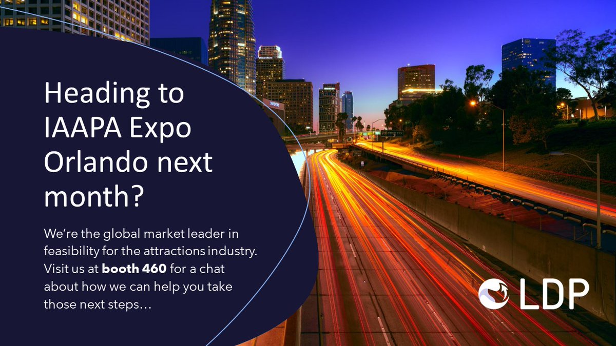 LDP_Economics's tweet image. The countdown to IAAPA Expo in Orlando is on! Our team will be at booth 460 all week, drop by to say hello or get in touch to book in a meeting.