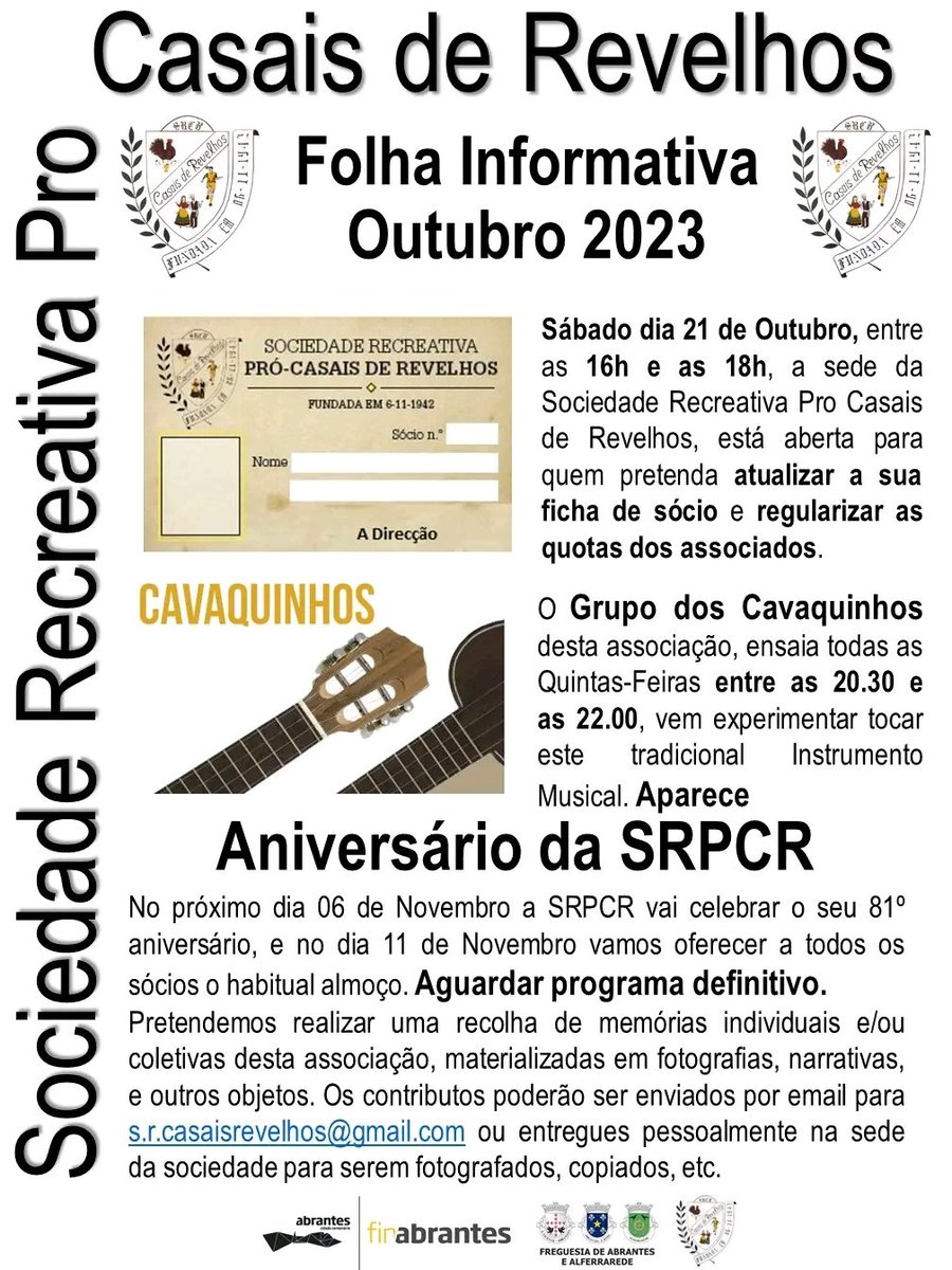 Informações da Sociedade Recreativa Pro Casais de Revelhos.