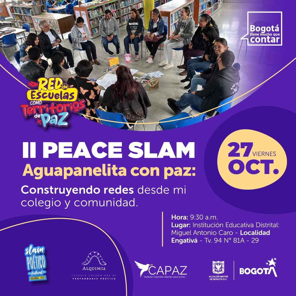 parraklusmann's tweet image. Desde el #ProgramaECO #JER y #RedesPaz hoy nos sumaremos a un clamor por la paz mundial 🇨🇴🙏🏻.
Y preparáremos el espacio para el II Peace Slam gracias al @Instituto_CAPAZ