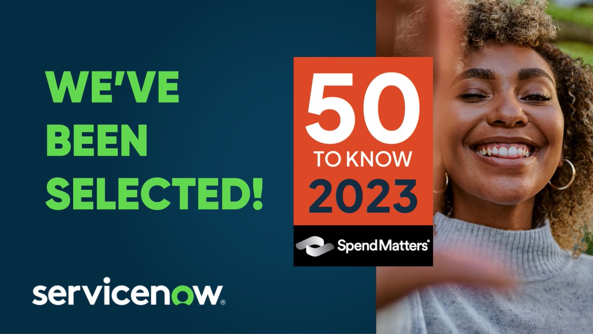 danielprytz's tweet photo. ServiceNow has been selected as one of Spend Matters "50 Providers to Know"! After only 1 year in the space, we've joined the ranks of best-in-class companies in the procurement and supply chain market. 🌟 Check us out here: https://t.co/vlDwjL5nYC https://t.co/t199Zkm6s1