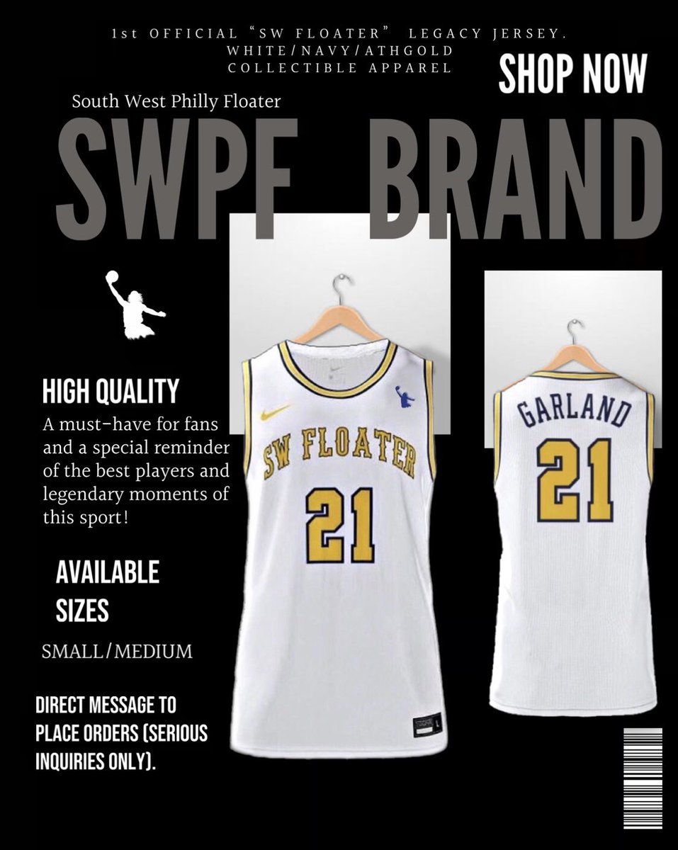 tygarland's tweet photo. HELLO WORLD THE COLLEGE BASKETBALL & FALL SEASON IS RIGHT AROUND THE CORNER SOUTHWEST PHILLY FLOATER JERSEYS ARE STILL AVAILABLE SMALL & MEDIUM ONLY‼️COME FLOAT WITH ME AND BE APART OF NCAA AND PHILADELPHIA HISTORY FOREVER #B4WN #BOA #SLP #TG21 #SWPF #NEVERSTOP #KEEPGOIN #LEGEND https://t.co/SX4ZiFliTV
