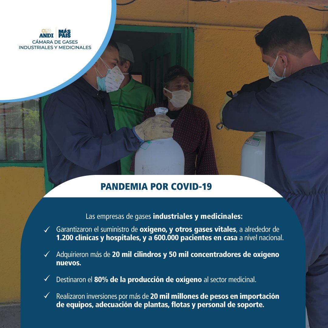 GasesANDI's tweet photo. Desde las empresas afiliadas a la Cámara de Gases Industriales y Medicinales de la ANDI hemos acompañado a los colombianos en los momentos más difíciles.
Cada día, seguiremos velando por el acceso de la población a medicamentos esenciales, como el oxígeno.
#GasesANDI https://t.co/0tMLxw29uH