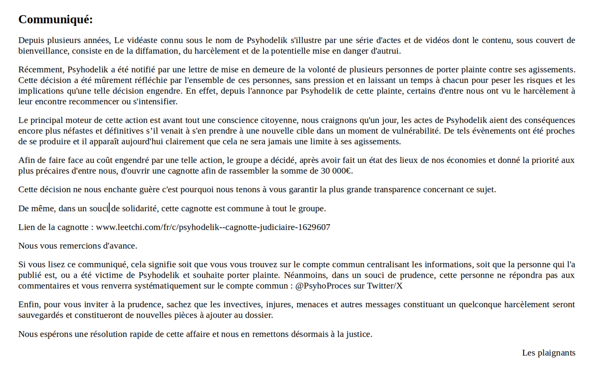 PsyhoProces's tweet photo. Communiqué : https://t.co/d1ZUIRYDWP