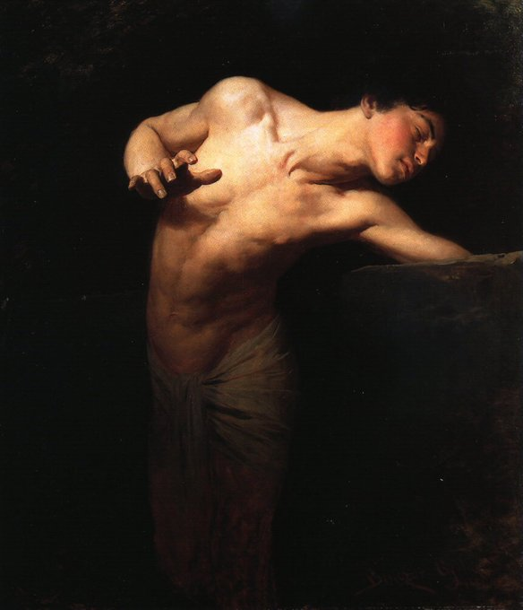 lamborne55's tweet photo. "Narcissus" by Gyuls Benczúr (1881). https://t.co/d6KTbadjXz