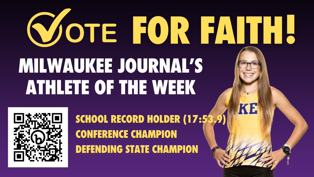 ✔️VOTE FOR FAITH!
Faith Wehrman is up for the Milwaukee Journal's Athlete of the Week after her school record-breaking performance at the Conference Championships!
Click below to ✔️VOTE FOR FAITH⏬
jsonline.com/story/sports/h…
#letsgoike