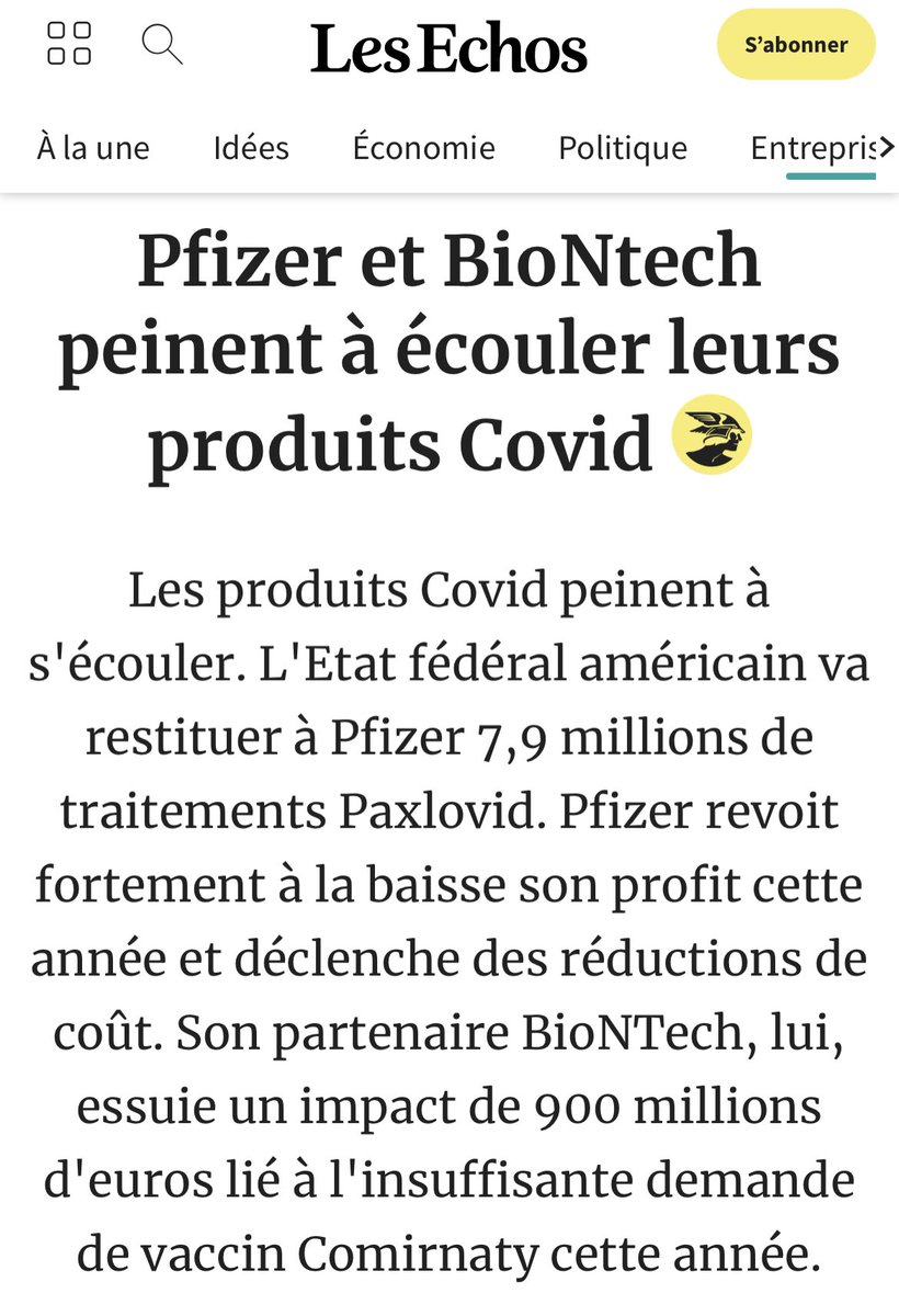 Bref plus personne ne veut de produits frelatés !😏⬇️

lesechos.fr/industrie-serv…