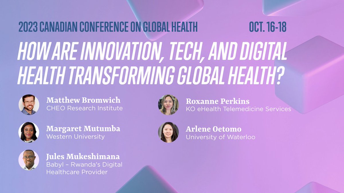 In this morning's plenary, we dive into the role of innovation, technology and digital health and how they are shaping #globalhealth. Feat. @drbromwich, @MutumbaMargaret, Jules Mukeshimana, Roxanne Perkins, @ArleneOetomo. #CCGH2023
