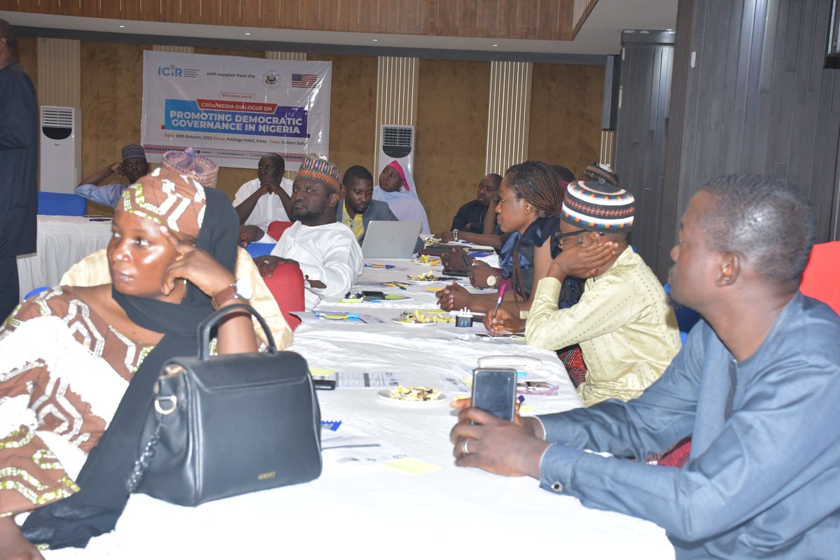 TheICIR's tweet photo. Participants at the ongoing Media-Civil Society Organisation Round Table Meeting
Organised by #TheICIR with support from the US Embassy Abuja @USinNigeria
#Kano #MediaCSODialogue #journalism #ICIRPDGP #USEmbassy #DemocraticGovernanceProject2023
@MissBello597 @abduljalil37815 @KGimbiya @RabiuMusa55 @MustaphaYauri @Learn_Ruffle @Abubakarmtahir4 @kamaludyn01 @SaweShereefdeen @AbdulwaheedSof3 @Hammad_AbdulR1 @FrancisSardauna @wikkitimes @NTANewsNow @dayoaiyetan @TheNationNews @LeadershipNGA @BUKfm @KanoFocus @visionfm_921 @allnewsngr @radionigeriahq @THISDAYLIVE @Zulaiha_danjuma @shuaibu_mariya @JulietNonye12 @Nannews_ng