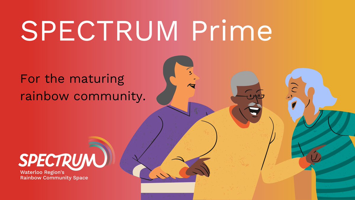 Spectrum Prime is our discussion group for 2SLGBTQIA+ adults aged 50+ and it meets tonight at 7pm! Please note that tonight's meeting will be virtual only. Register at us02web.zoom.us/meeting/regist…