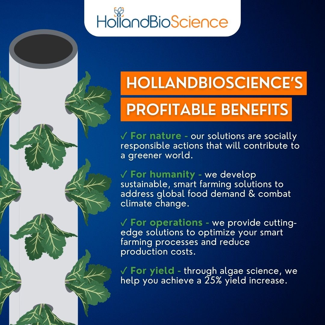 HollandBScience's tweet photo. At HollandBioScience, we're pioneering green farming solutions that benefit nature, humanity, operations, and yields. Join us in securing a greener, healthier future! https://t.co/cOw0oQXQ7X

#HollandBioScience #AgTech #SmartSoillessGrowing #SustainableFarming #NaturalPioneers https://t.co/Vo2YMqZnT6