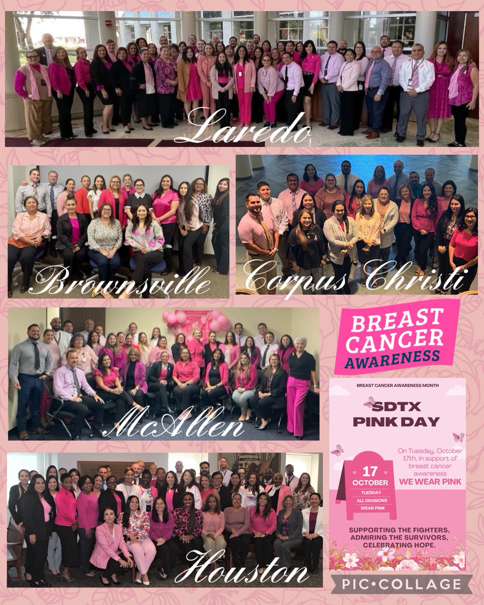 SDTXUSProbation's tweet photo. The Southern District of Texas District Courts and US Probation Office supporting We Wear Pink 💕 on October 17. Honoring those that have been afflicted by breast cancer and to bring awareness to the need for early detection and treatment. https://t.co/hDoPodSzOq