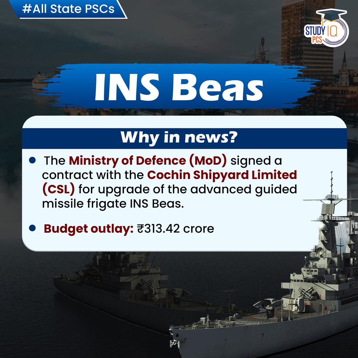 Studyiq_pcs's tweet image. INS Beas

#insbeas #ministryofdefence #mod #cochinshipyardlimited #csl #missilefrigate #brahmaputra #indiannavy #gardenreachshipbuildersandengineersltd #uppcs #pcs #psc #uppsc #bpsc