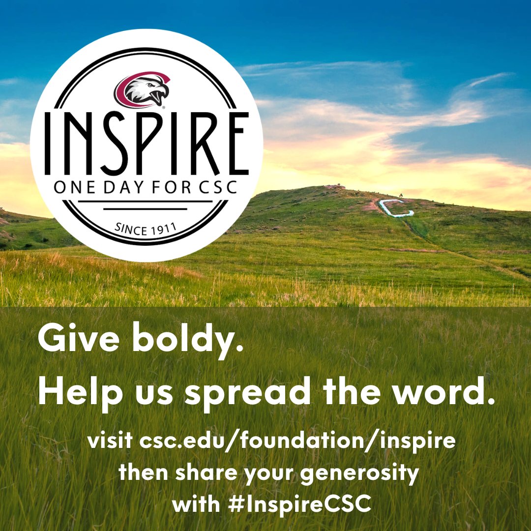 Foundation_CSC's tweet image. A quality education at Chadron State College 🦅 can change lives for the generations who’ll shape our world in the future. Connect the causes you care about to the power of higher education during Inspire: One Day for CSC. 🙌 Visit csc.edu/foundation/ins… #InspireCSC