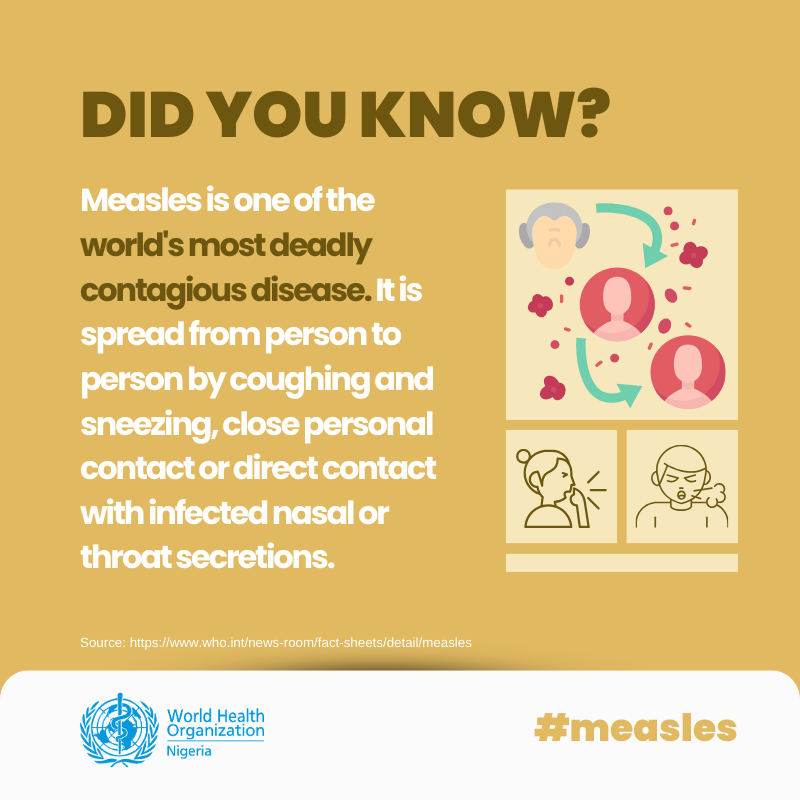 #Measles is one of the world's most deadly contagious disease. It is spread from person to person by coughing and sneezing, close personal contact or direct contact with infected nasal or throat secretions. #GetVaccinated