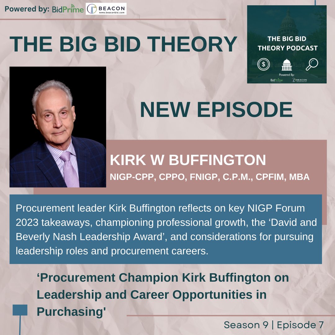 TheBigBidTheory's tweet photo. Latest episode: Contemplating a career in #procurement or #purchasing? 🤔 Kirk Buffington shared his perspectives from 30 years of experience.💡 Tune in to hear his advice and lessons learned along the way. 🎧

📺https://t.co/4gGaxojKnr
📻https://t.co/ppyYYZTQaQ

#CrazyBids https://t.co/7SuJ5FCnEw