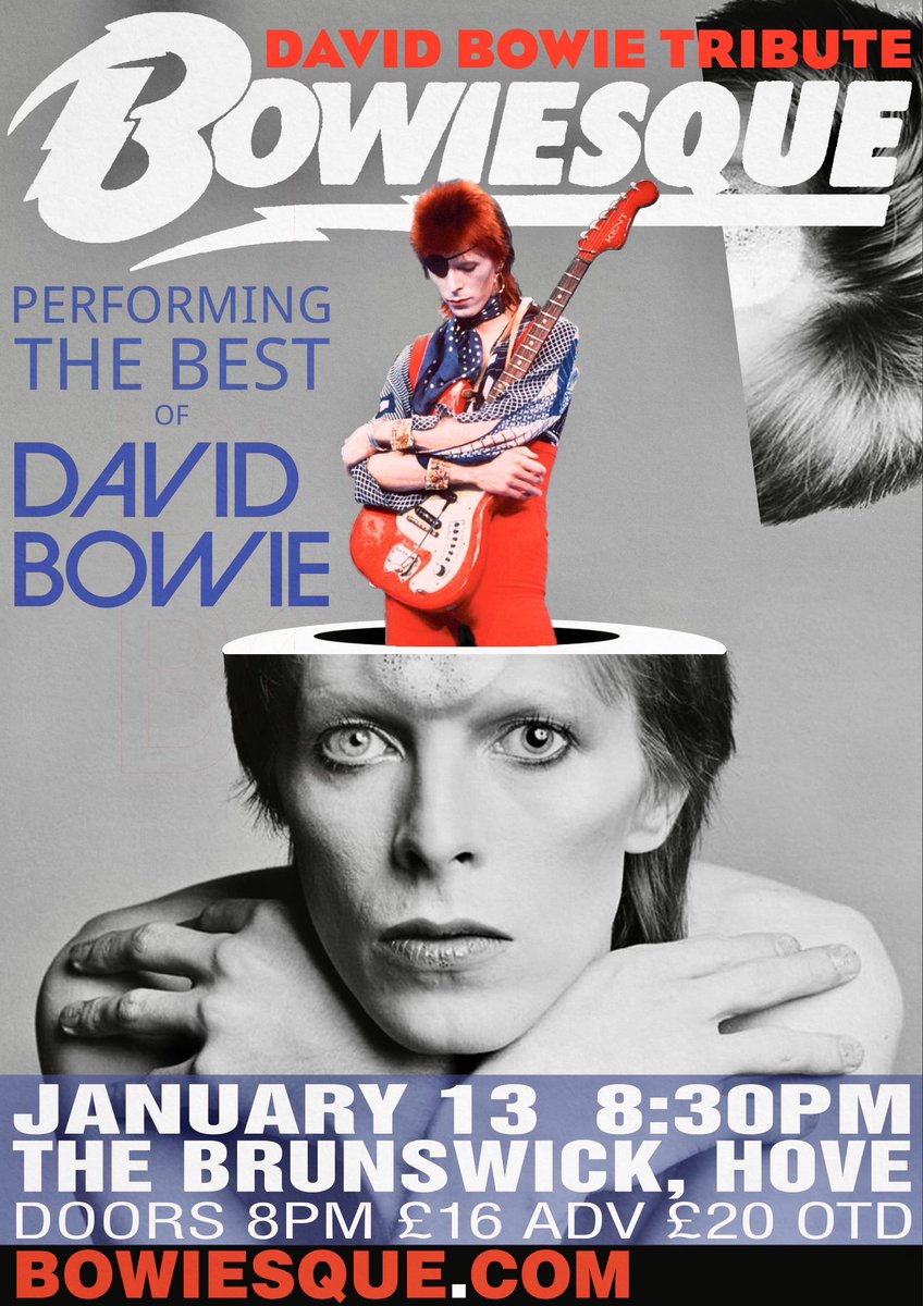 ***SATURDAY 13th JANUARY 2024***

Bowiesque are delighted to announce we will be performing live <a href="/Brunswickpub/">The Brunswick</a> in #Hove !!!

Tickets are available directly from 

Ticketsource.co.uk/Bowiesque

#bowie #davidbowie #bowiefans #bowietribute #brighton #whatsonsussex #whatsonbrighton