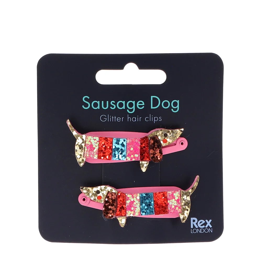 Glittery #sausagedog #dachshund hair clips now in stock. At £3.95, they make a perfect little gift. Link to buy below ⬇️ devotedtodachshunds.co.uk/product/pair-o…