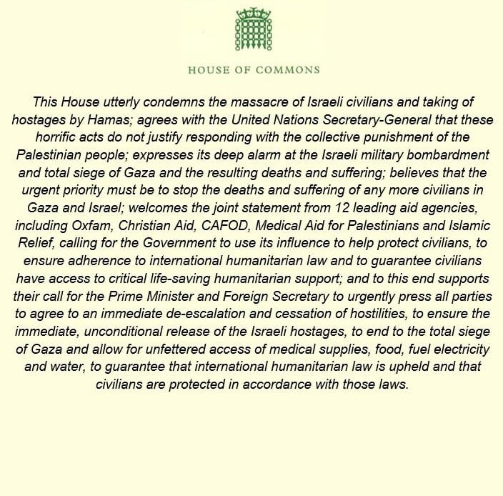 NadiaWhittomeMP's tweet photo. Words cannot describe the horrors faced by innocent civilians in Gaza, under siege and bombardment by Israeli forces.

I’ve co-sponsored this motion by @RichardBurgon, calling on the UK government to press for a ceasefire. Please ask your MP to sign:
https://t.co/vrbiGtXt5k https://t.co/WQuWXk48Id