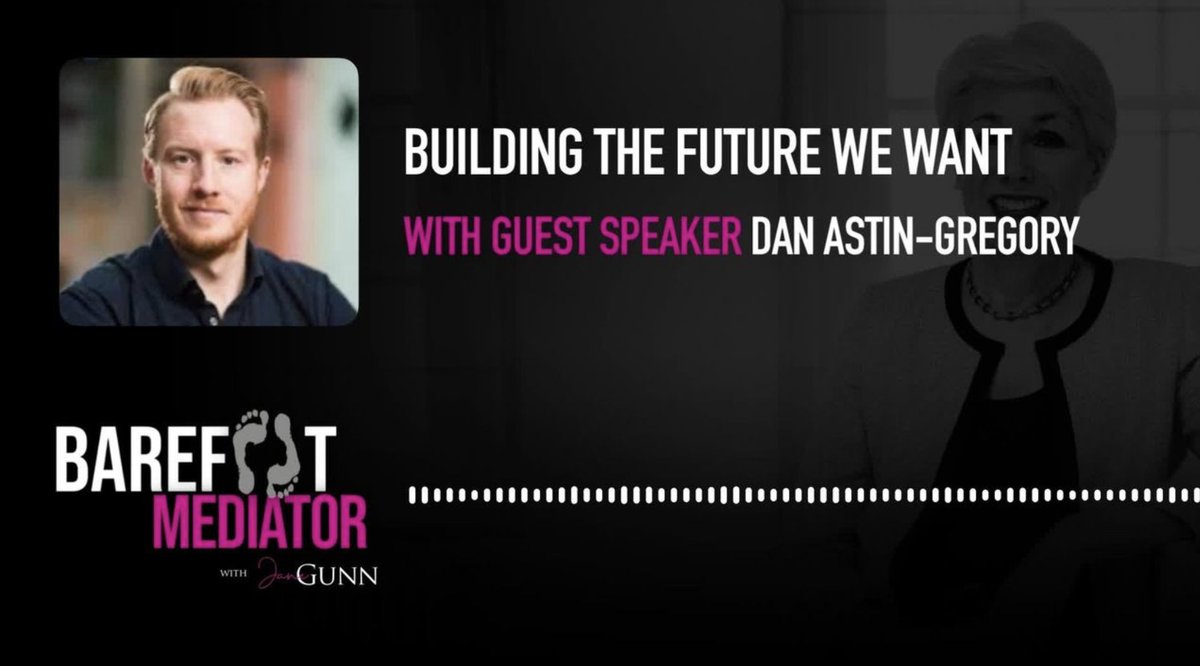 How often do we think deeply about the kind of society we would like to create and be a part of? 
Delighted to speak with entrepreneurial #thoughtleader <a href="/danastingregory/">Dan Astin-Gregory</a> on this week's podcast 'Building the future we want'. Listen here - pod.link/1691720323/epi… 
#BarefootMediator