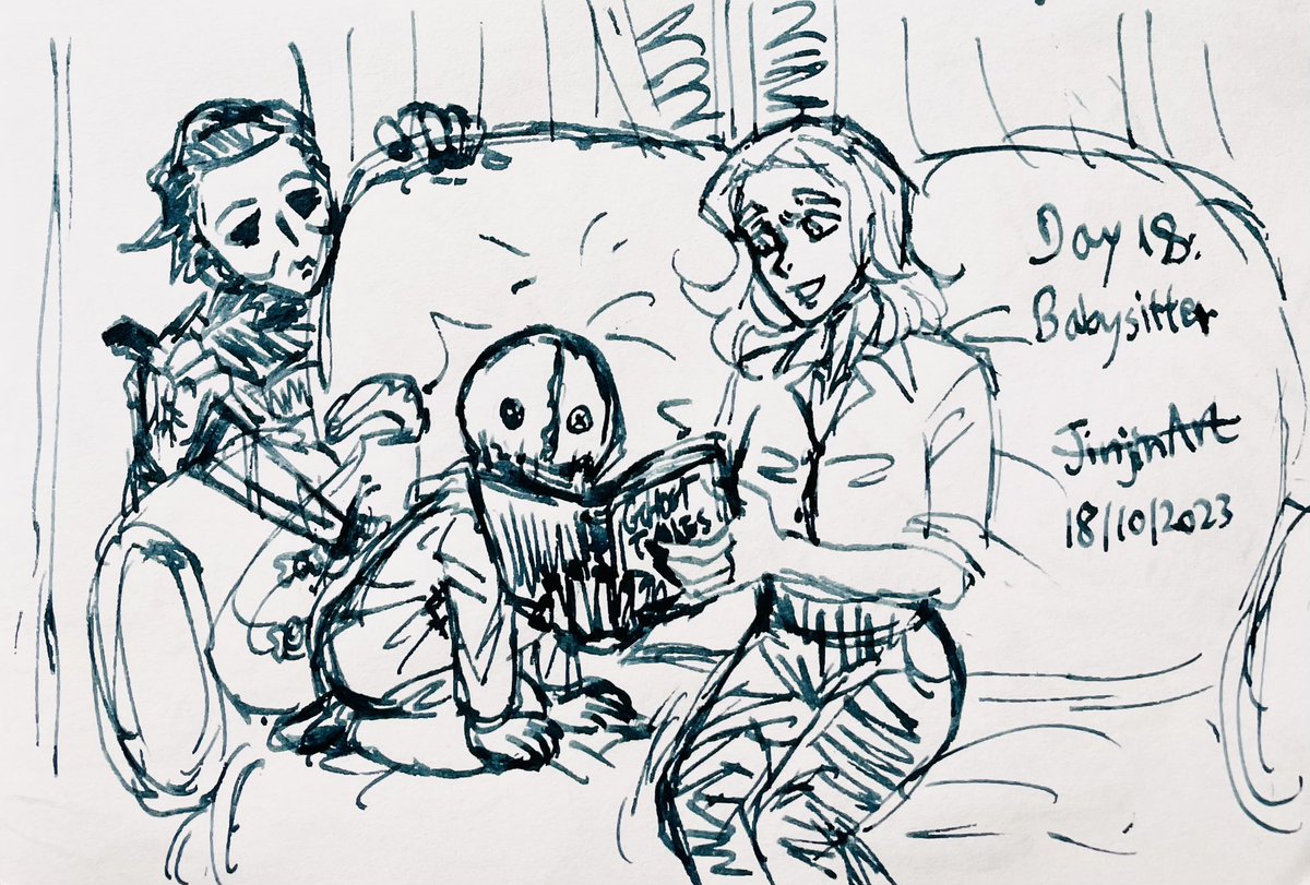 Day 18: Babysitter. The word is from the game Babysitter Bloodbath.

#Mylaurietober #October2023 
#OctoberDraw #halloween #MichaelMyers  #LaurieStrode  #マイロリ #마이로리 #mylaurie #Samhain #trickrtreat