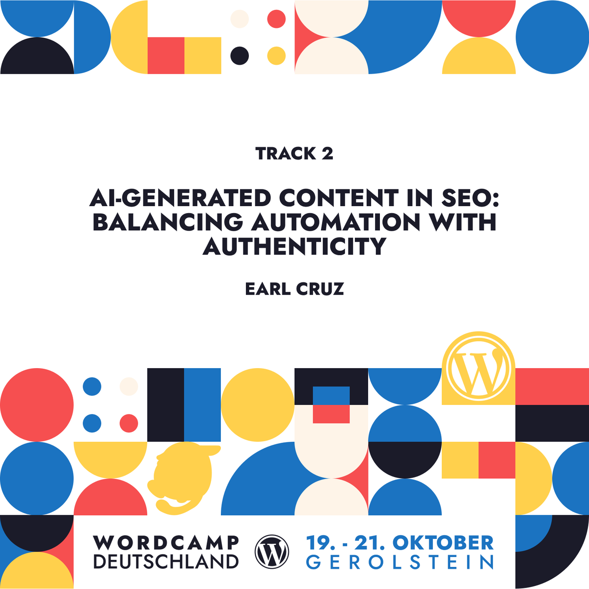 WordCampDE's tweet photo. Next on Track 2: Earl Cruz, AI-generated content in SEO: balancing automation with authenticity
#WCDE23 #WCDE #WordPress https://t.co/7DdFo3k1st