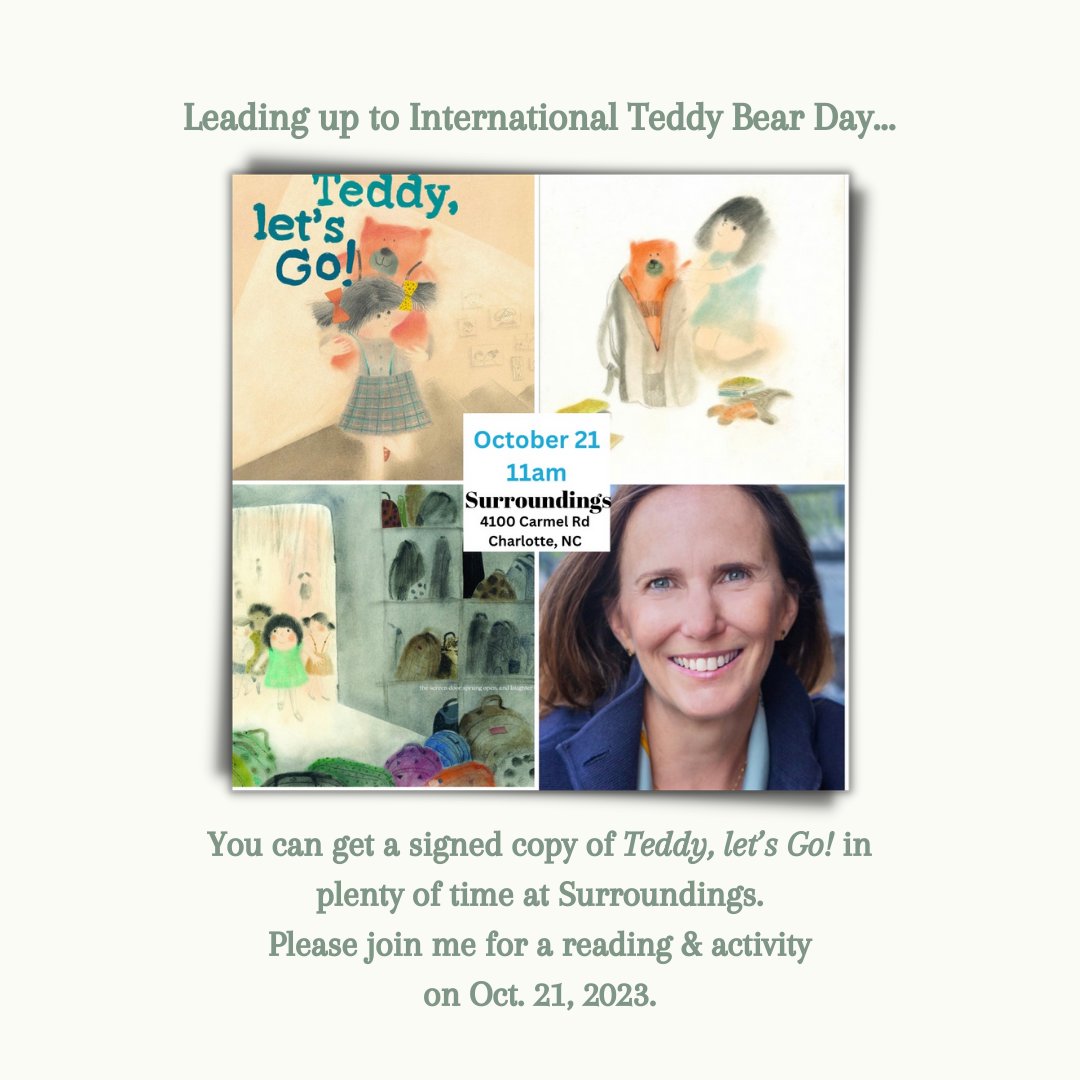 If you're in #NorthCarolina, please join me for a fun family morning out this Saturday at the lovely Surroundings Gift & Home shop. 📚🧸💙 @EnchantedLion @StormLiterary @NahidNkazemi56 @CLTusa #picturebooks #reading #familyfun