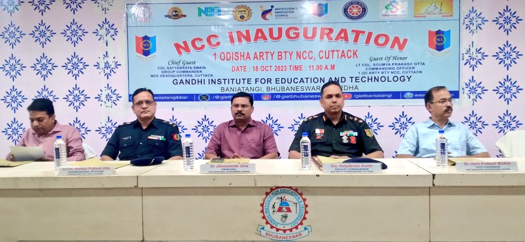 OneODArtyBtyNCC's tweet photo. #NCC Platoon at GIET, Bhubaneshwar under #1ODArtyBtyNCC was raised by #GpCdrNCCCuttack &amp; #OC1ODArtyBtyNCC. Students &amp; cadets were urged to become future #NationBulider through #UnityAndDiscipline &amp; #ServiceToHumanity @utkalpride @kalinga_sagar @HQ_DG_NCC @DHE_Odisha @gpsingh3para https://t.co/OP67YCKL09
