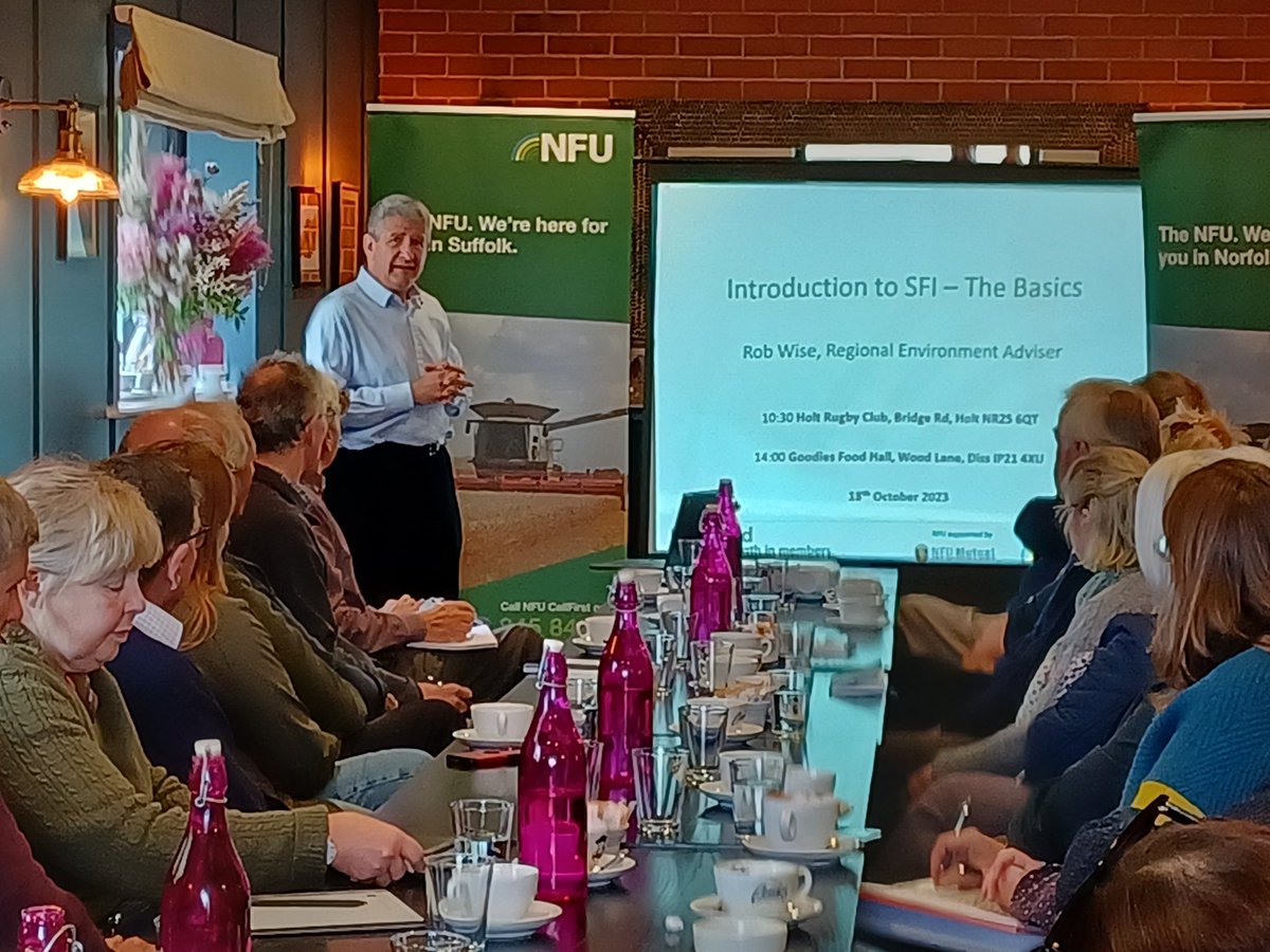 NFU East (@nfueast) on Twitter photo A packed room at Goodies Food Hall as our environment adviser <a href="/rob_wise/">Rob Wise</a> updates Norfolk & Suffolk members on the Sustainable Farming Incentive. A packed room at Goodies Food Hall as our environment adviser <a href="/rob_wise/">Rob Wise</a> updates Norfolk & Suffolk members on the Sustainable Farming Incentive.