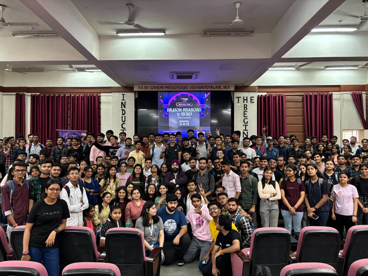 250+ attendees — Bhopal you were amazing! 🔔🇮🇳

Thank you to everyone who attended and the incredible <a href="/riksucks/">Rik</a> <a href="/jaskaranmanocha/">Jaskaran Singh Manocha</a> <a href="/0xSiddesh/">siddesh.base.eth</a> <a href="/Bhopal_DAO/">Bhopal DAO | Hiring</a> for helping make the day so amazing 💜

Catch us in the next city 👉push.org/brb/