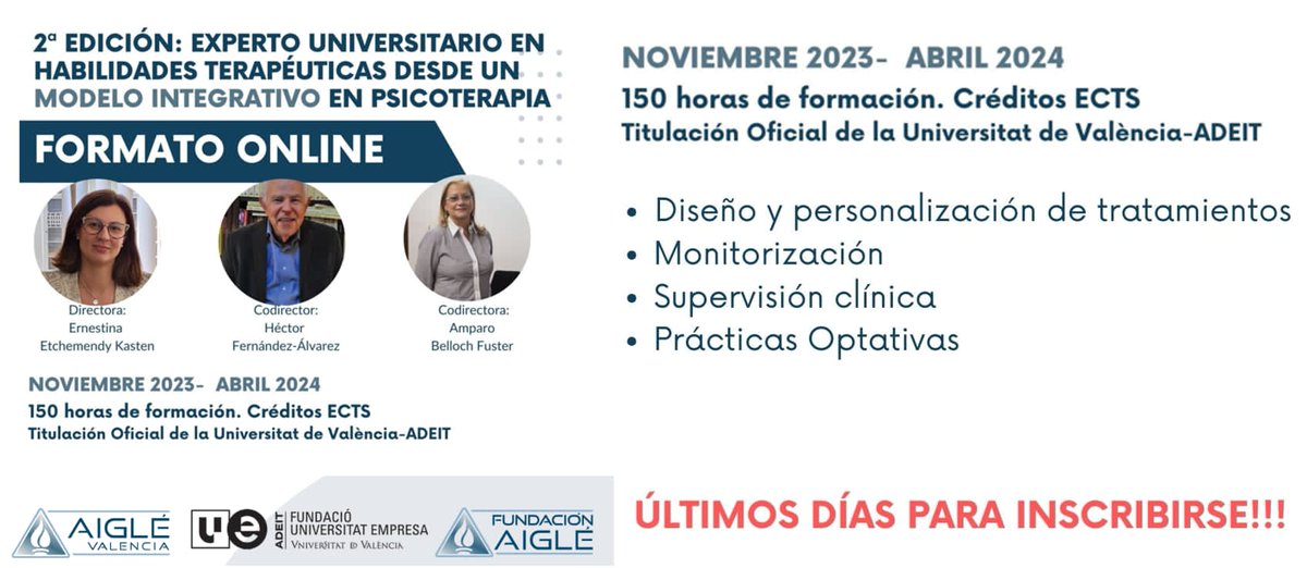 aiglevalencia's tweet photo. Formación Oficial en Psicoterapia Integrativa. Más información valencia@aigle.org.ar o @ADEITUV link: https://t.co/451s78i9NX https://t.co/u33ozvU3Nu